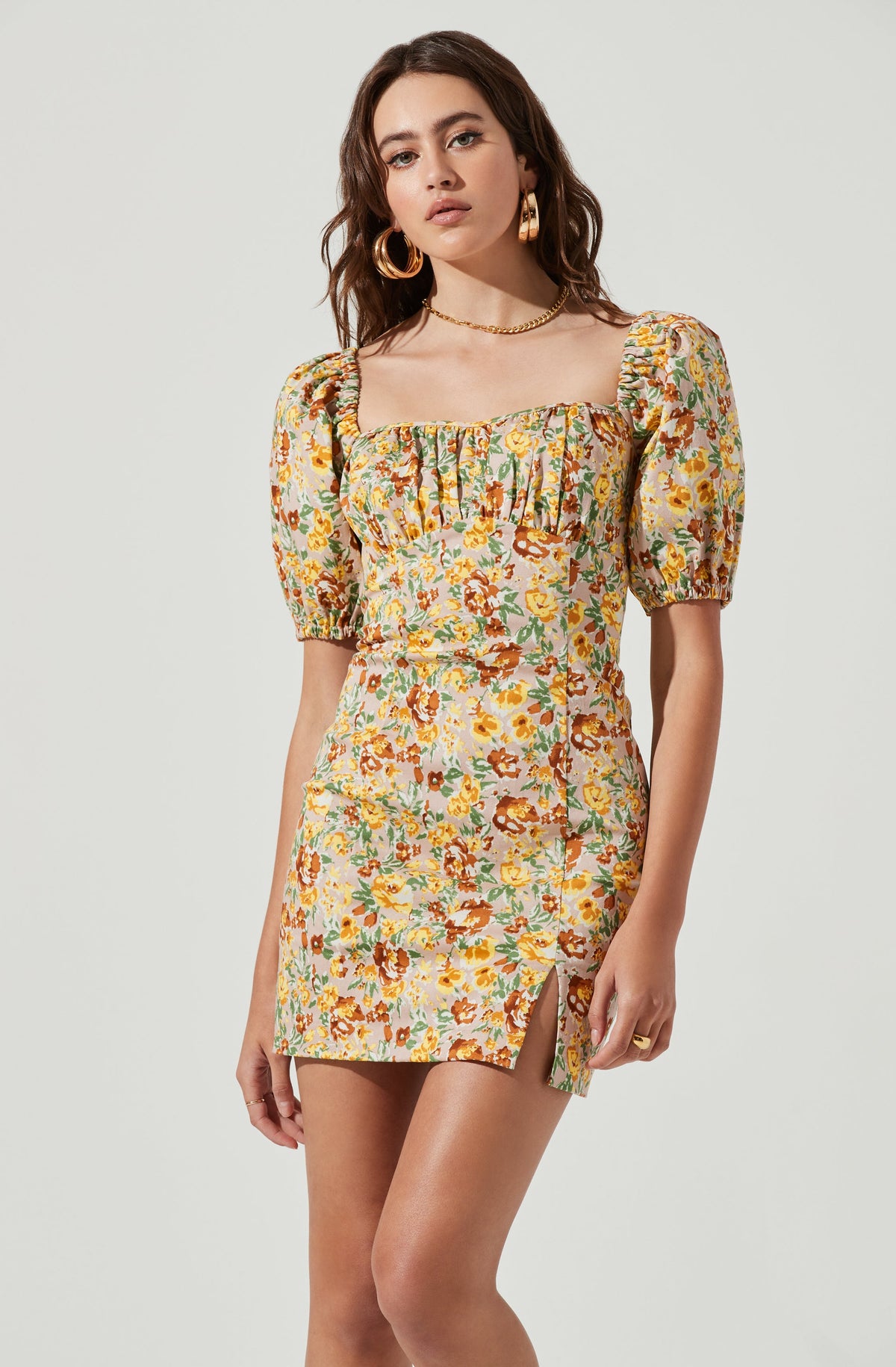 Wendy Floral Puff Sleeve Mini Dress ...